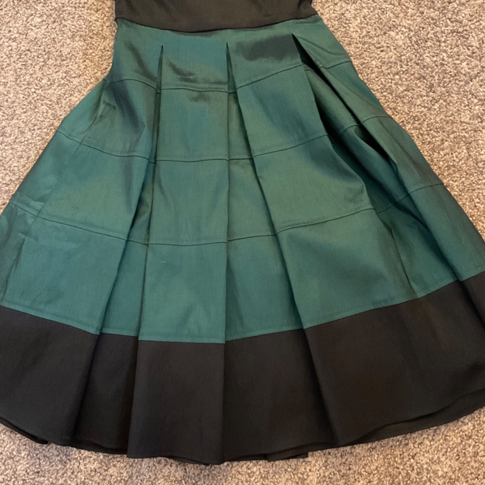 OC by Oleg Cassini Dark Green Black Spaghetti Strap Dress Sz 4 Lined Sequined - Picture 8 of 16